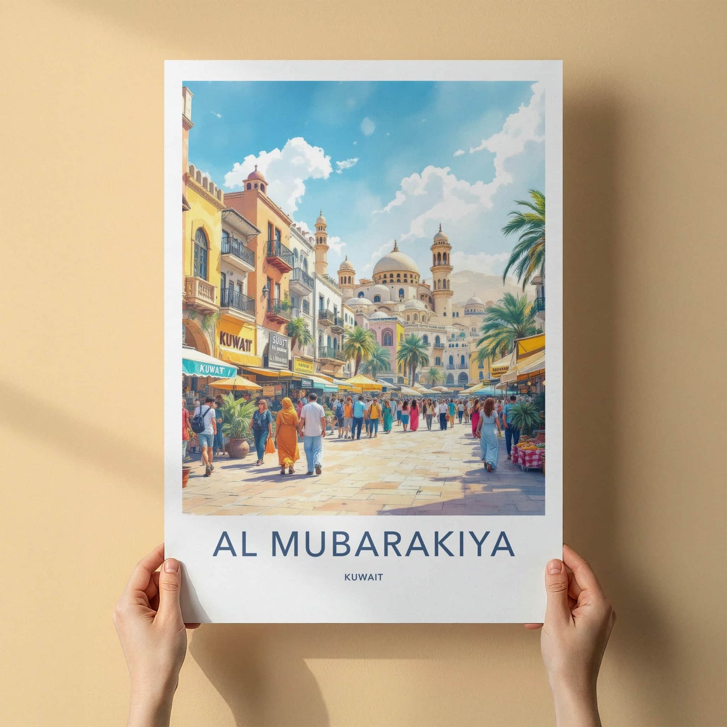 Al Mubarakiya Poster - Kuwait Travel Art - Bustling Market Street Wall Decor