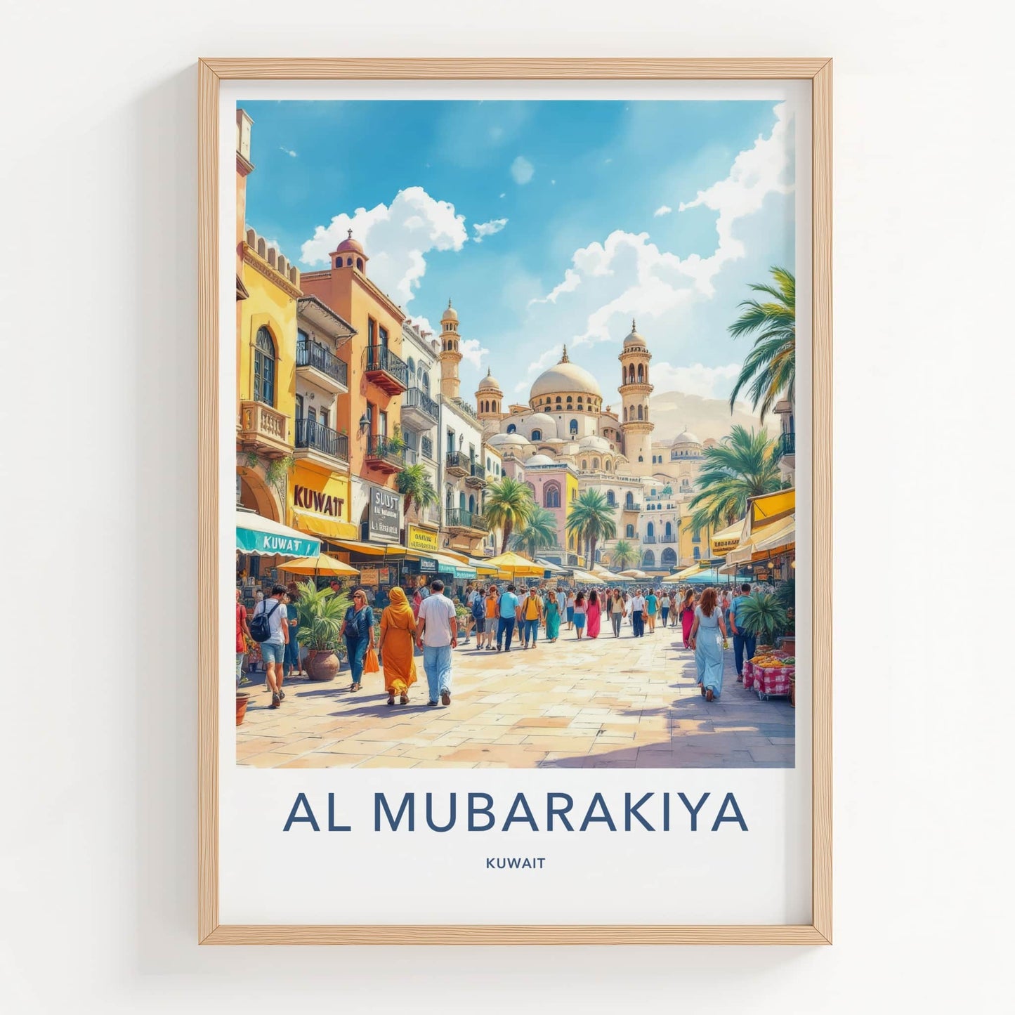 Al Mubarakiya Poster - Kuwait Travel Art - Bustling Market Street Wall Decor