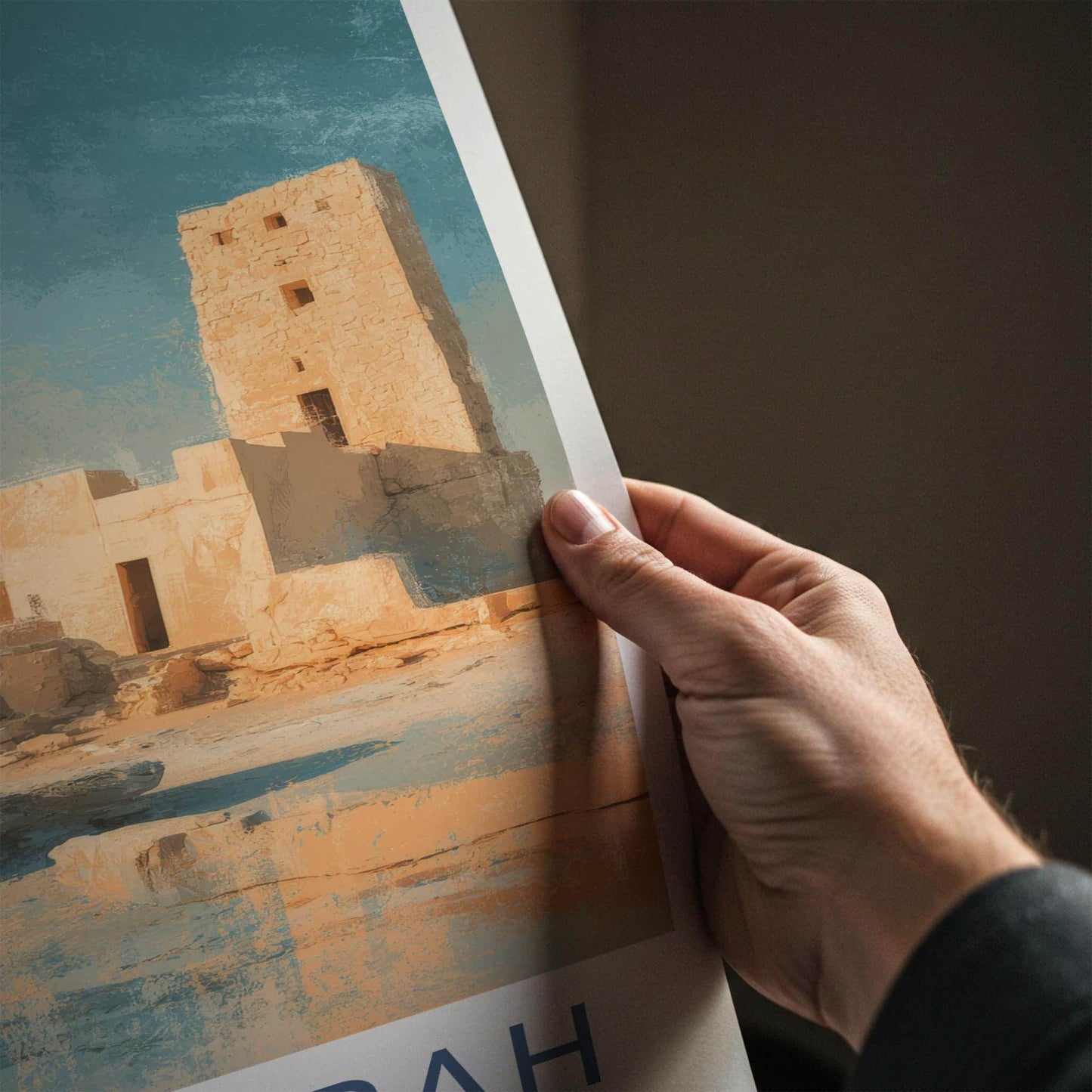 Al Zubarah Poster - Qatar Travel Illustration - Desert Fort Home Decor