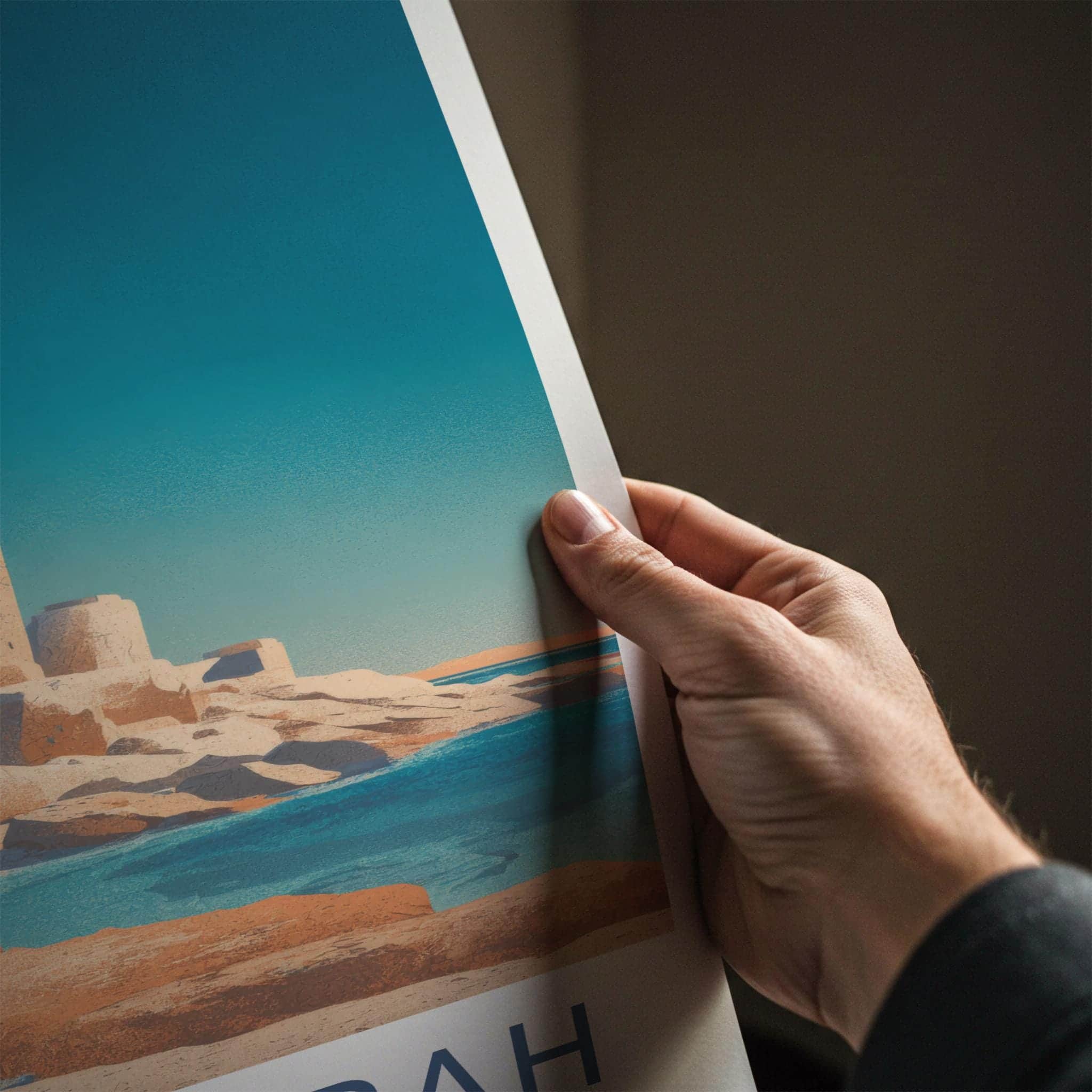 Al Zubarah Poster - Qatar Travel Illustration - Historic Coastal Fort Home Decor