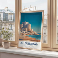Al Zubarah Poster - Qatar Travel Illustration - Historic Coastal Fort Home Decor