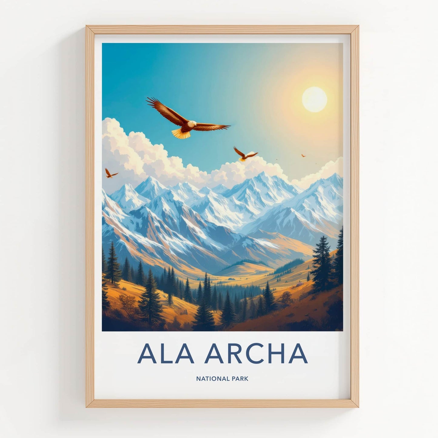 Ala Archa National Park Poster - Kyrgyzstan Travel Art - Soaring Eagles Valley Home Decor
