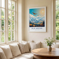 Ala Archa National Park Poster - Kyrgyzstan Travel Art - Soaring Eagles Valley Home Decor