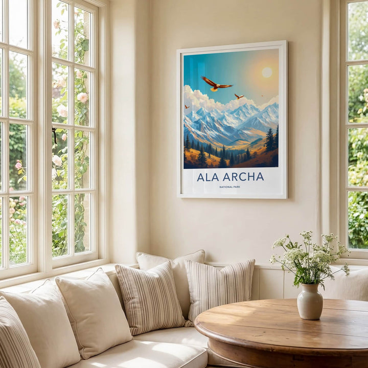 Ala Archa National Park Poster - Kyrgyzstan Travel Art - Soaring Eagles Valley Home Decor