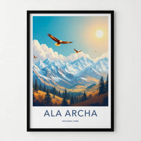Ala Archa National Park Poster - Kyrgyzstan Travel Art - Soaring Eagles Valley Home Decor