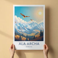 Ala Archa National Park Poster - Kyrgyzstan Travel Art - Soaring Eagles Valley Home Decor