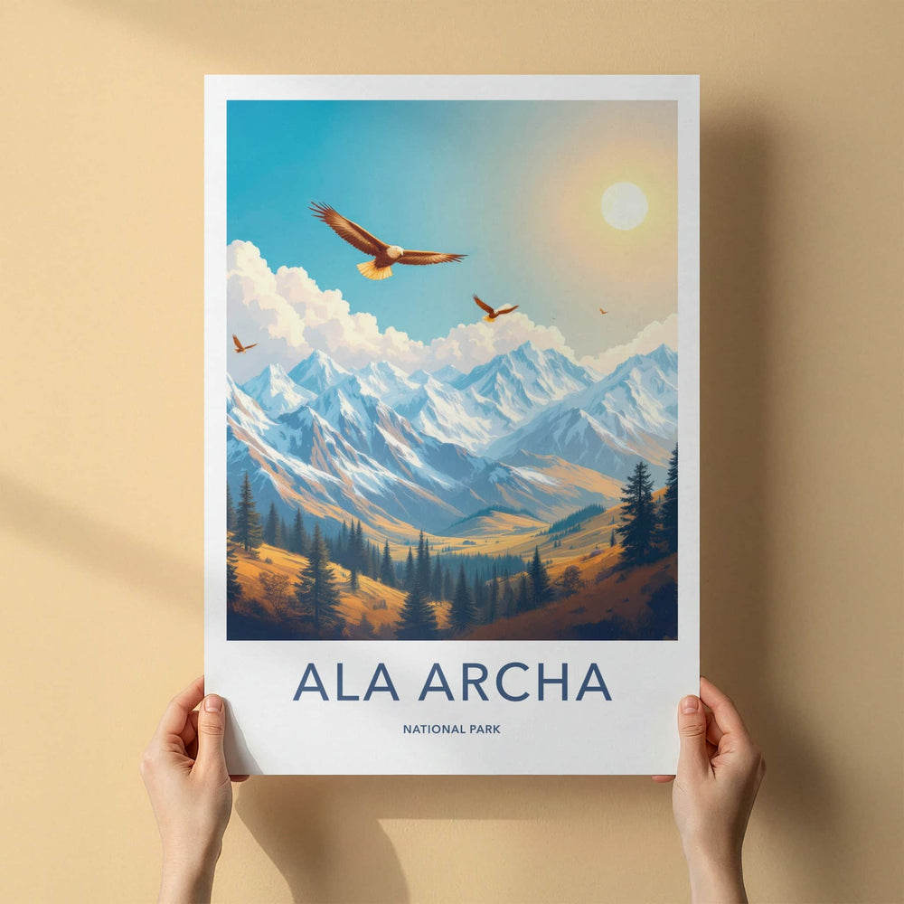 Ala Archa National Park Poster - Kyrgyzstan Travel Art - Soaring Eagles Valley Home Decor
