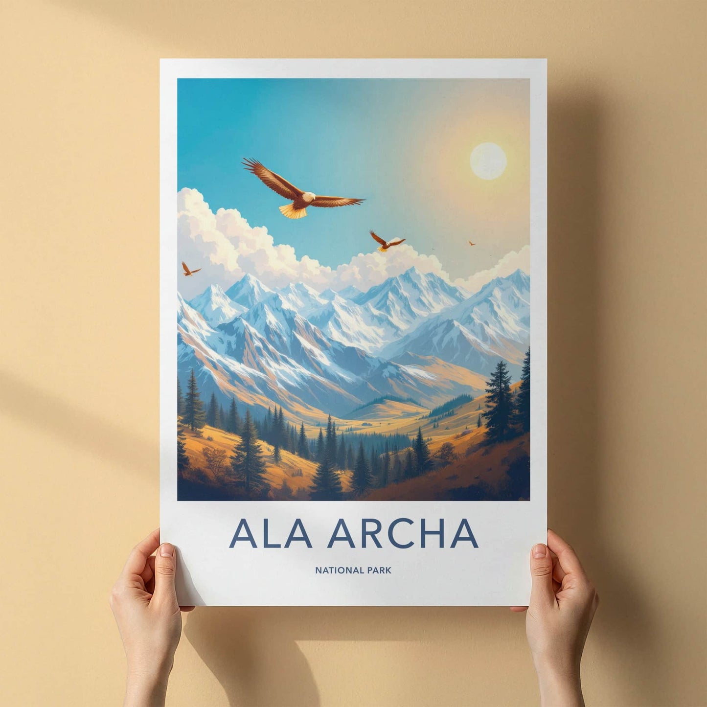 Ala Archa National Park Poster - Kyrgyzstan Travel Art - Soaring Eagles Valley Home Decor