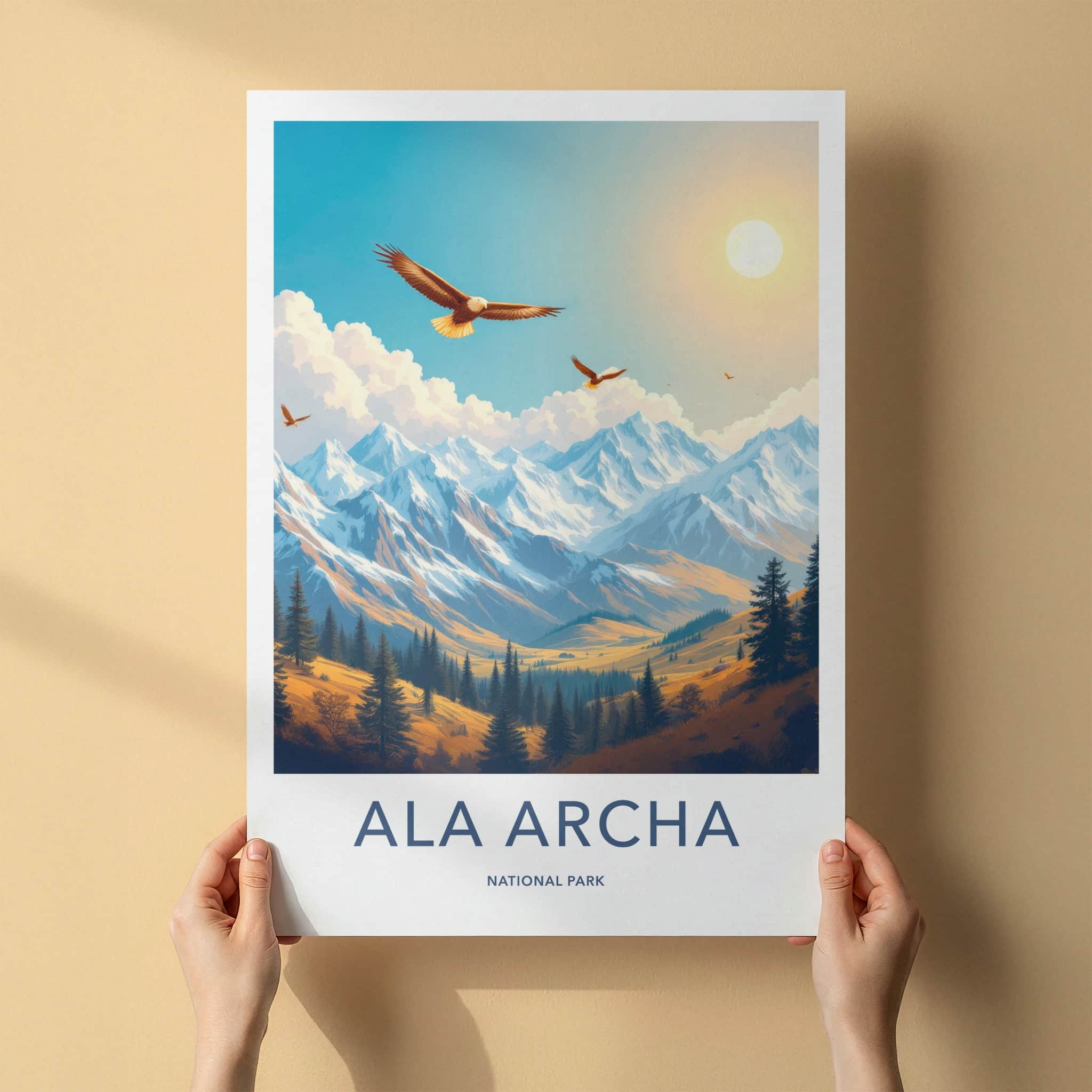 Ala Archa National Park Poster - Kyrgyzstan Travel Art - Soaring Eagles Valley Home Decor