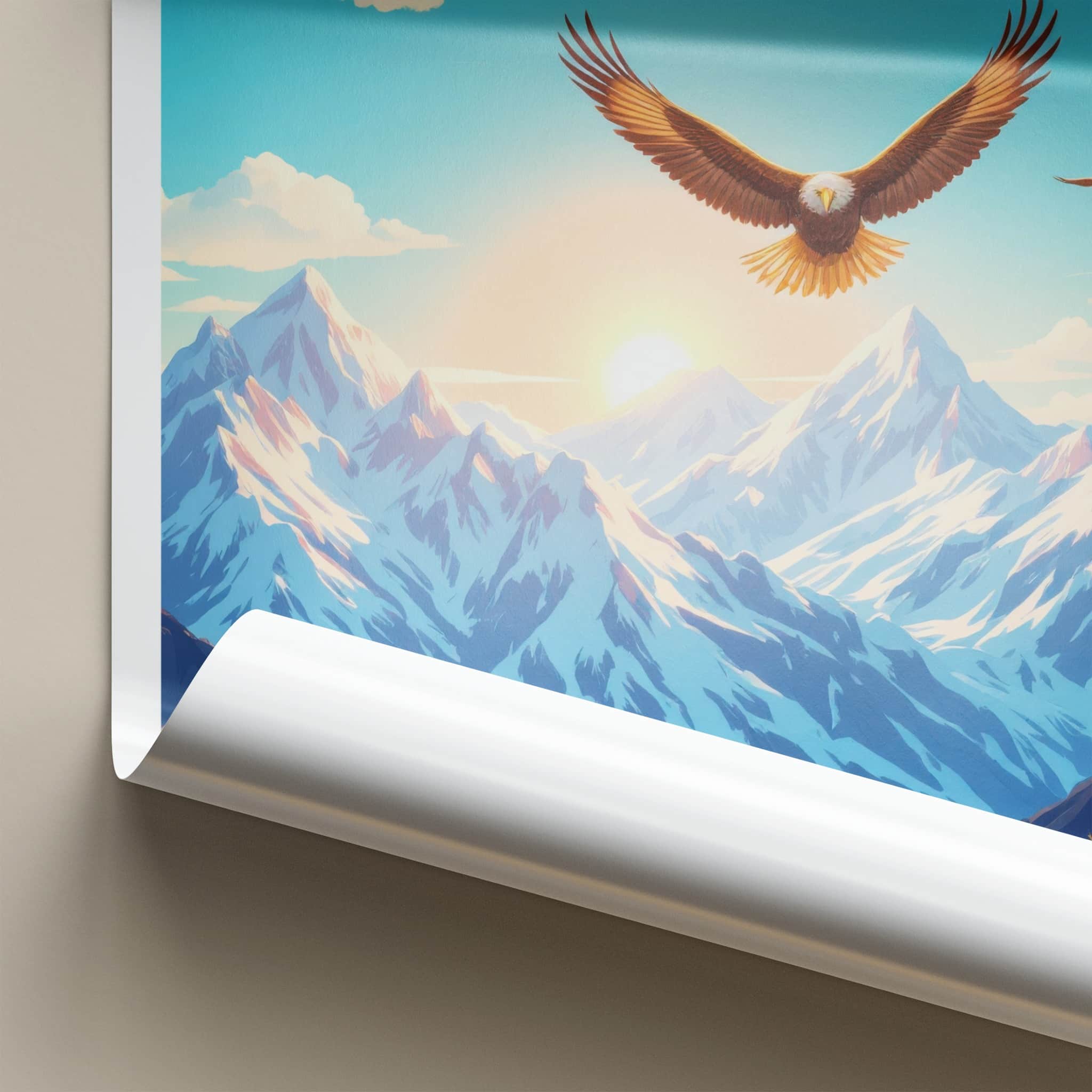 Ala Archa National Park Poster - Kyrgyzstan Wall Art - Flying Eagle Sunset Home Decor