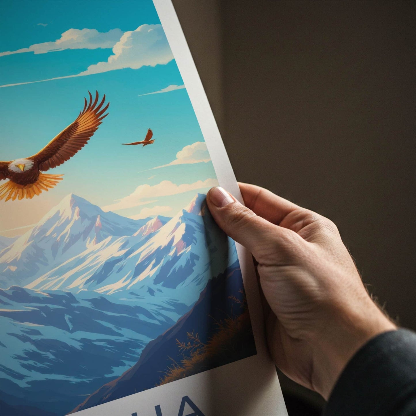 Ala Archa National Park Poster - Kyrgyzstan Wall Art - Flying Eagle Sunset Home Decor
