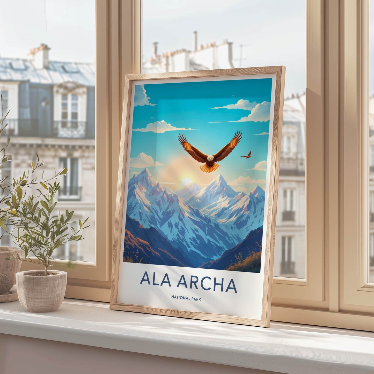 Ala Archa National Park Poster - Kyrgyzstan Wall Art - Flying Eagle Sunset Home Decor