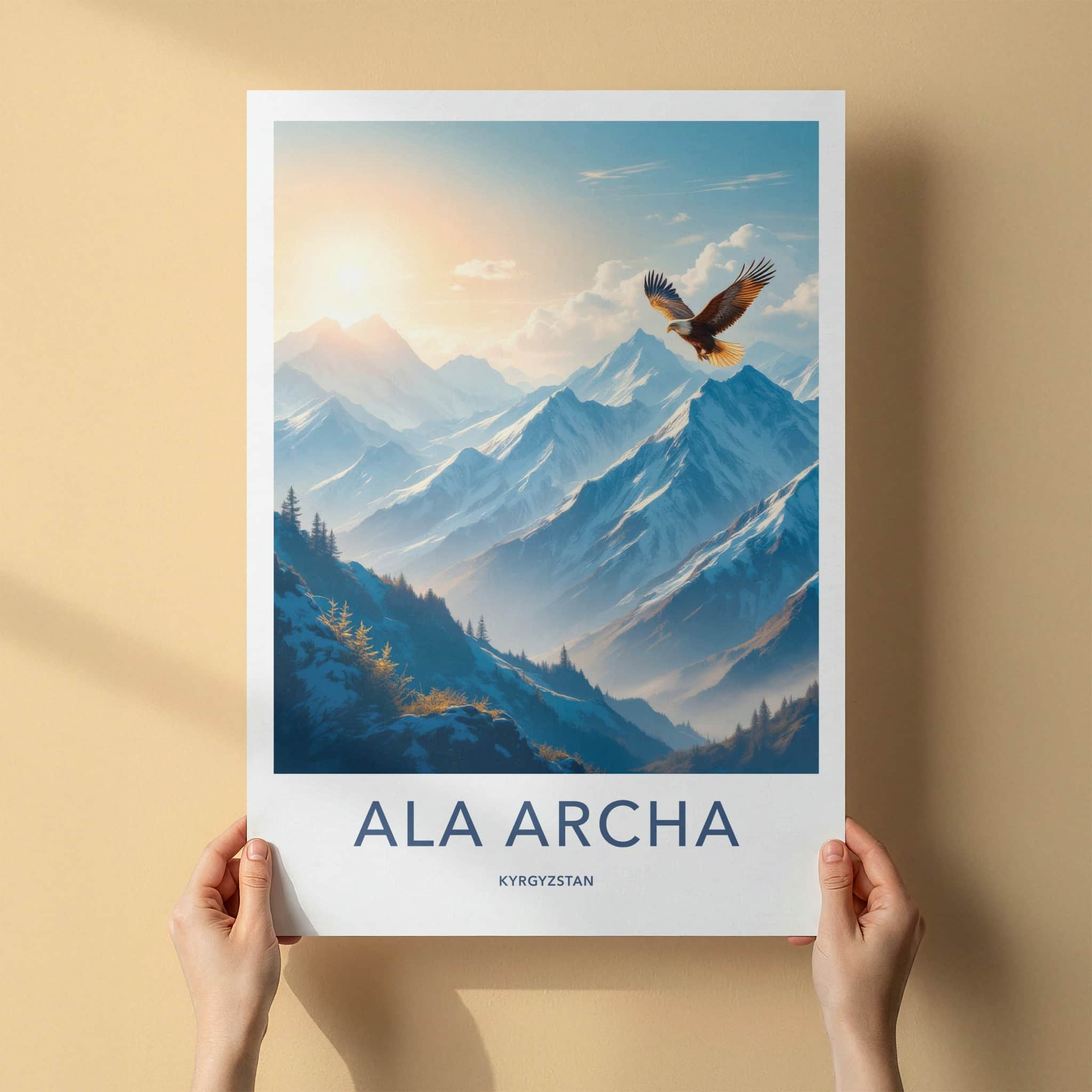Ala Archa Poster - Kyrgyzstan Travel Art - Soaring Eagle Mountains Wall Decor