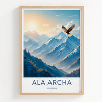 Ala Archa Poster - Kyrgyzstan Travel Art - Soaring Eagle Mountains Wall Decor