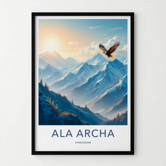 Ala Archa Poster - Kyrgyzstan Travel Art - Soaring Eagle Mountains Wall Decor