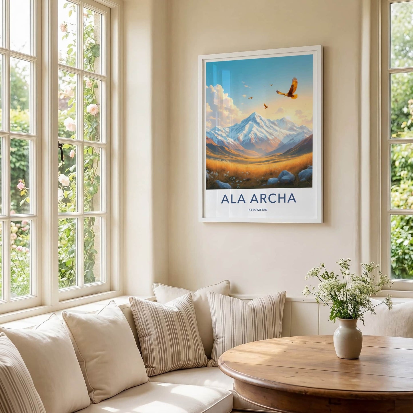 Ala Archa Poster - Kyrgyzstan Travel Art - Soaring Eagle Peaks Home Decor