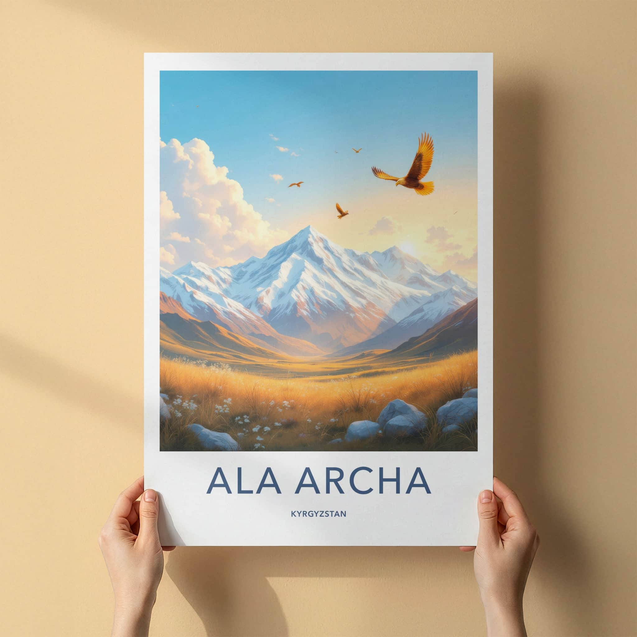 Ala Archa Poster - Kyrgyzstan Travel Art - Soaring Eagle Peaks Home Decor
