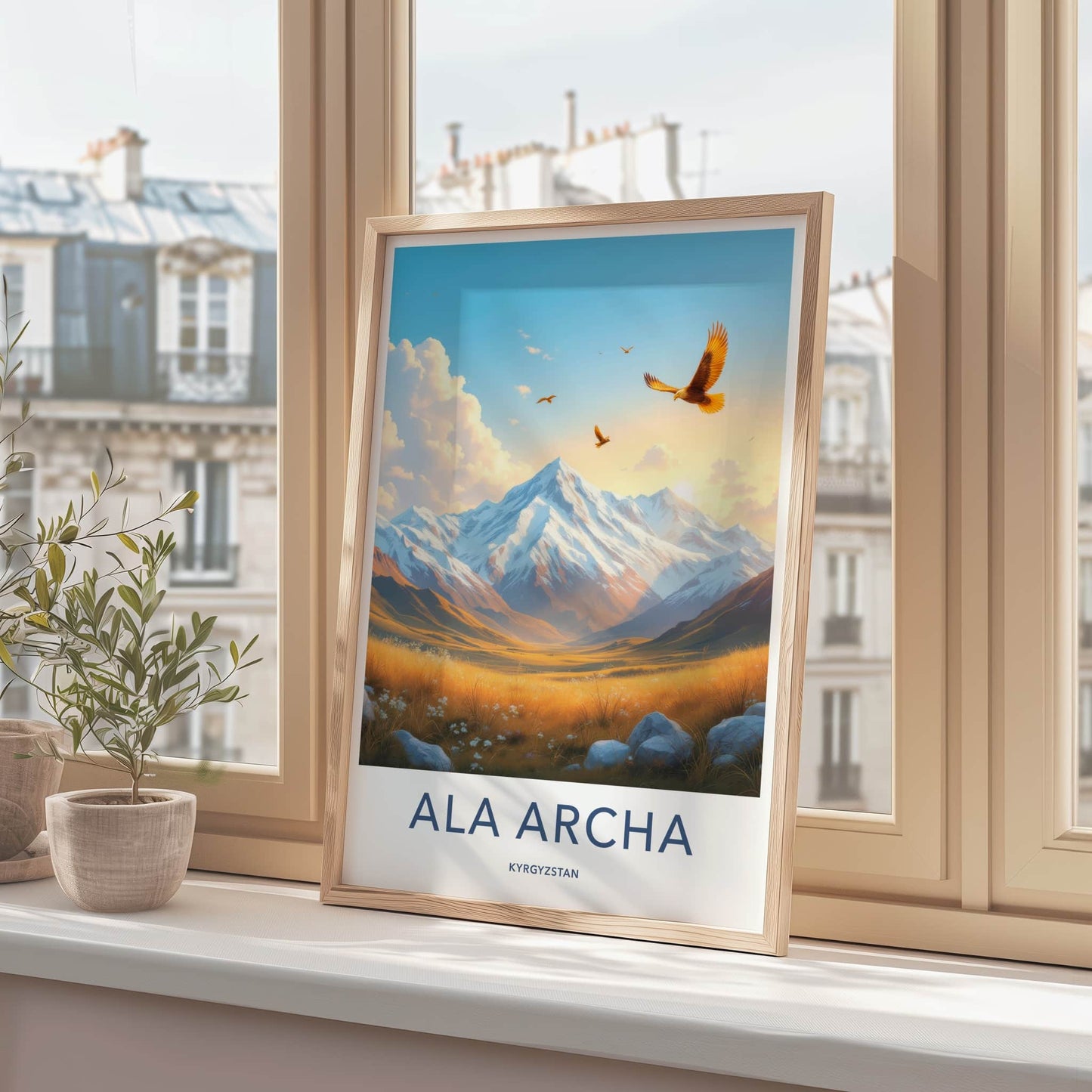 Ala Archa Poster - Kyrgyzstan Travel Art - Soaring Eagle Peaks Home Decor