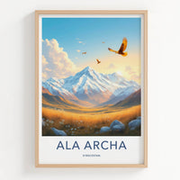 Ala Archa Poster - Kyrgyzstan Travel Art - Soaring Eagle Peaks Home Decor