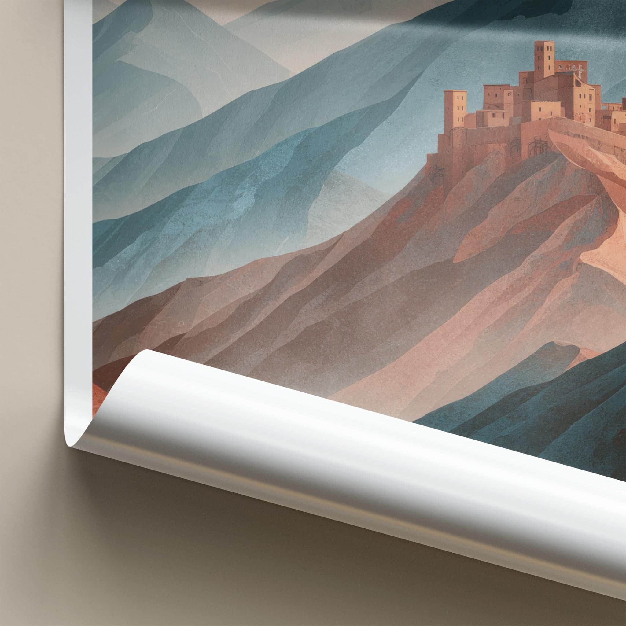 Alamut Valley Poster - Iran Art Print - Desert Fortress Wall Decor