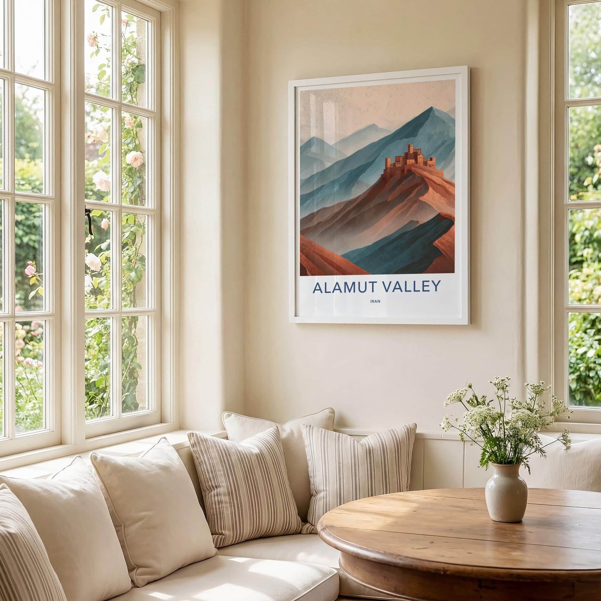 Alamut Valley Poster - Iran Art Print - Desert Fortress Wall Decor