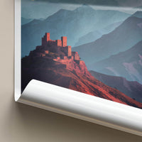Alamut Valley Poster - Iran Travel Illustration - Ancient Mountain Fortress Wall Decor