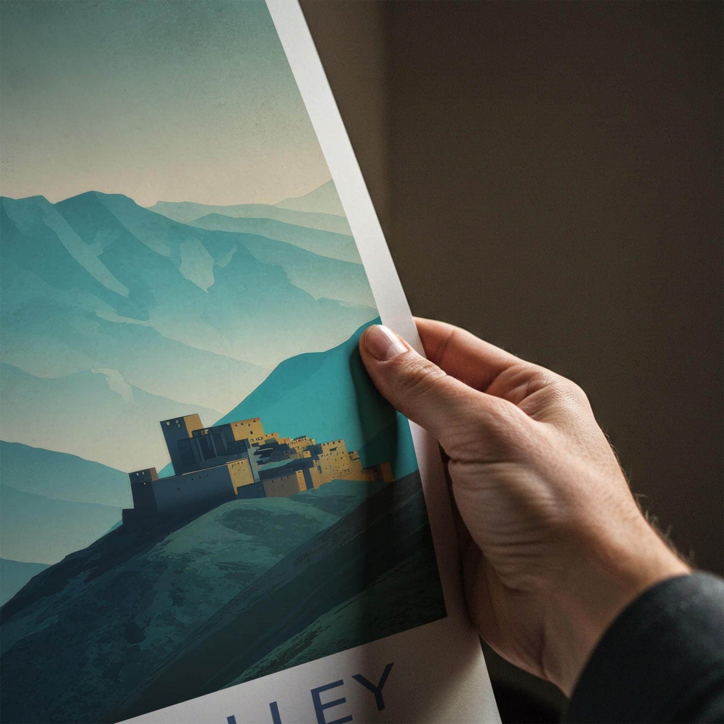 Alamut Valley Poster - Iran Travel Illustration - Fortified Peaks Home Decor