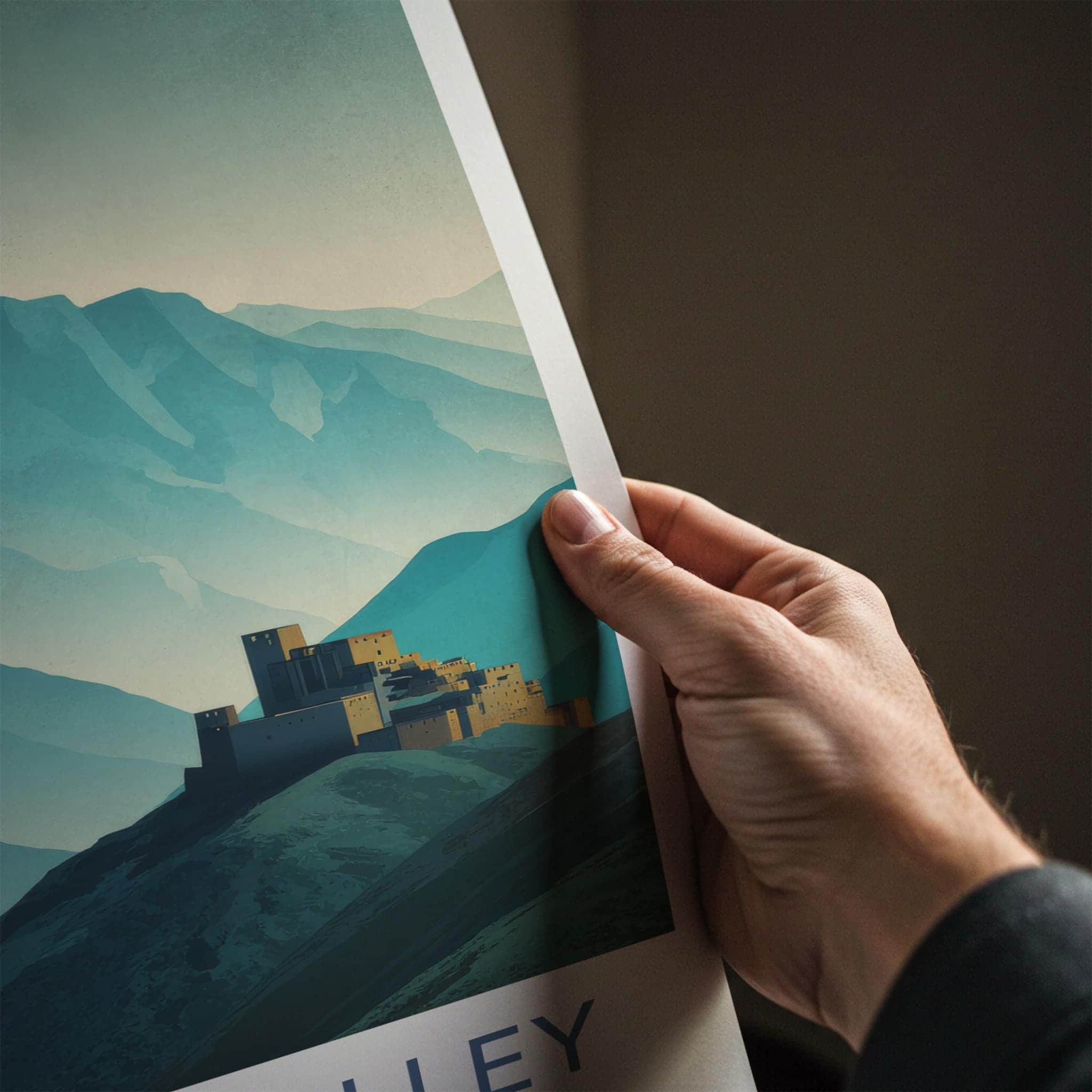 Alamut Valley Poster - Iran Travel Illustration - Fortified Peaks Home Decor