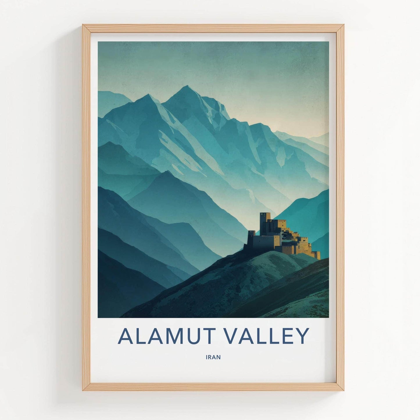 Alamut Valley Poster - Iran Travel Illustration - Fortified Peaks Home Decor