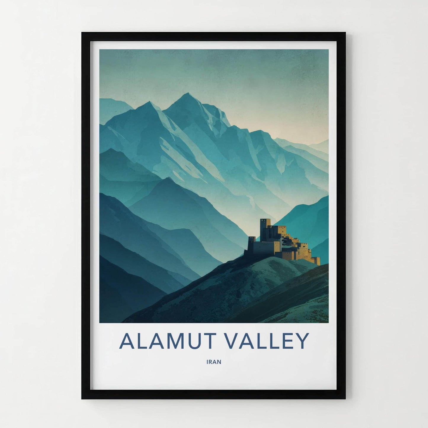 Alamut Valley Poster - Iran Travel Illustration - Fortified Peaks Home Decor