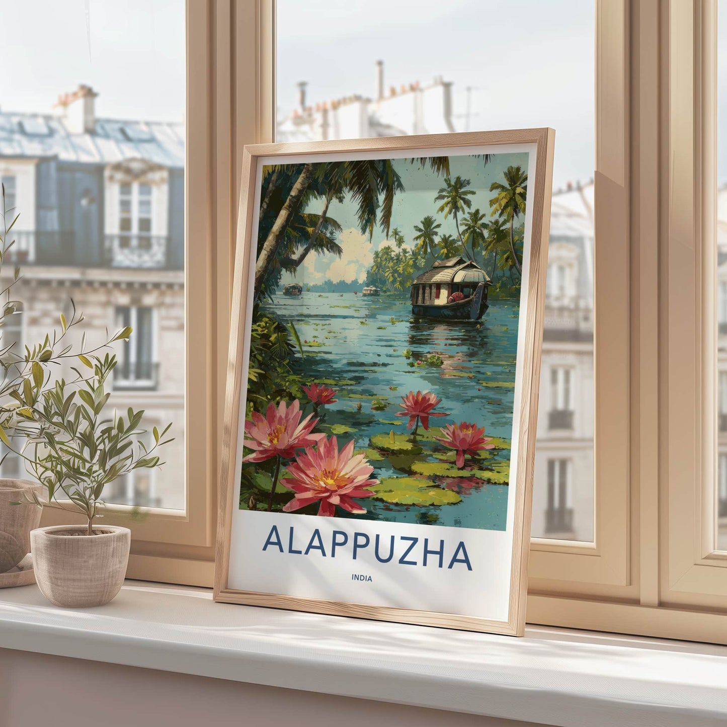 Alappuzha Poster - India Travel Print - Kerala Houseboat Lakes Home Decor