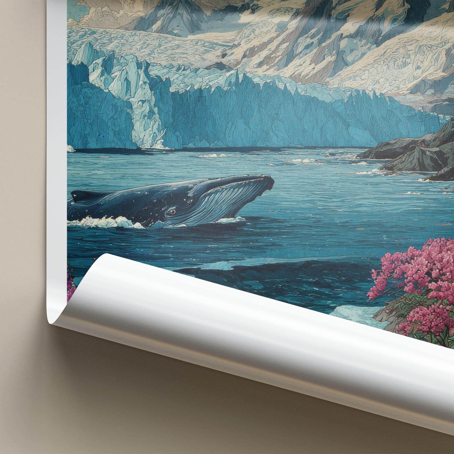 Alaska Poster - Alaska Travel Art - Glacier whale fireweed Wall Decor