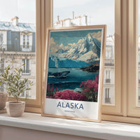Alaska Poster - Alaska Travel Art - Glacier whale fireweed Wall Decor