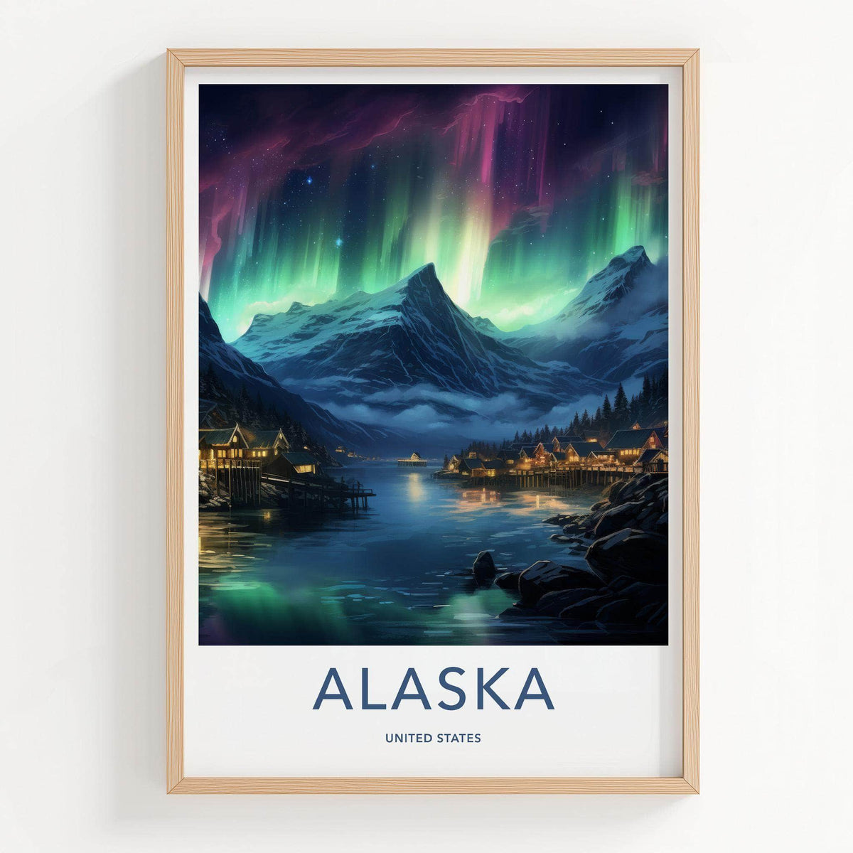 Alaska Poster - Northern Lights Art & Scenic Travel Wall Decor