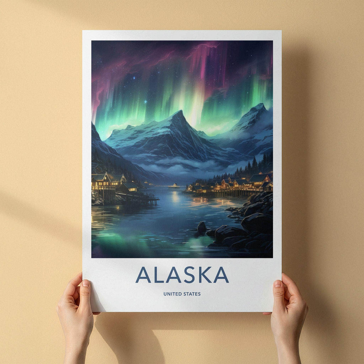 Alaska Poster - Northern Lights Art & Scenic Travel Wall Decor