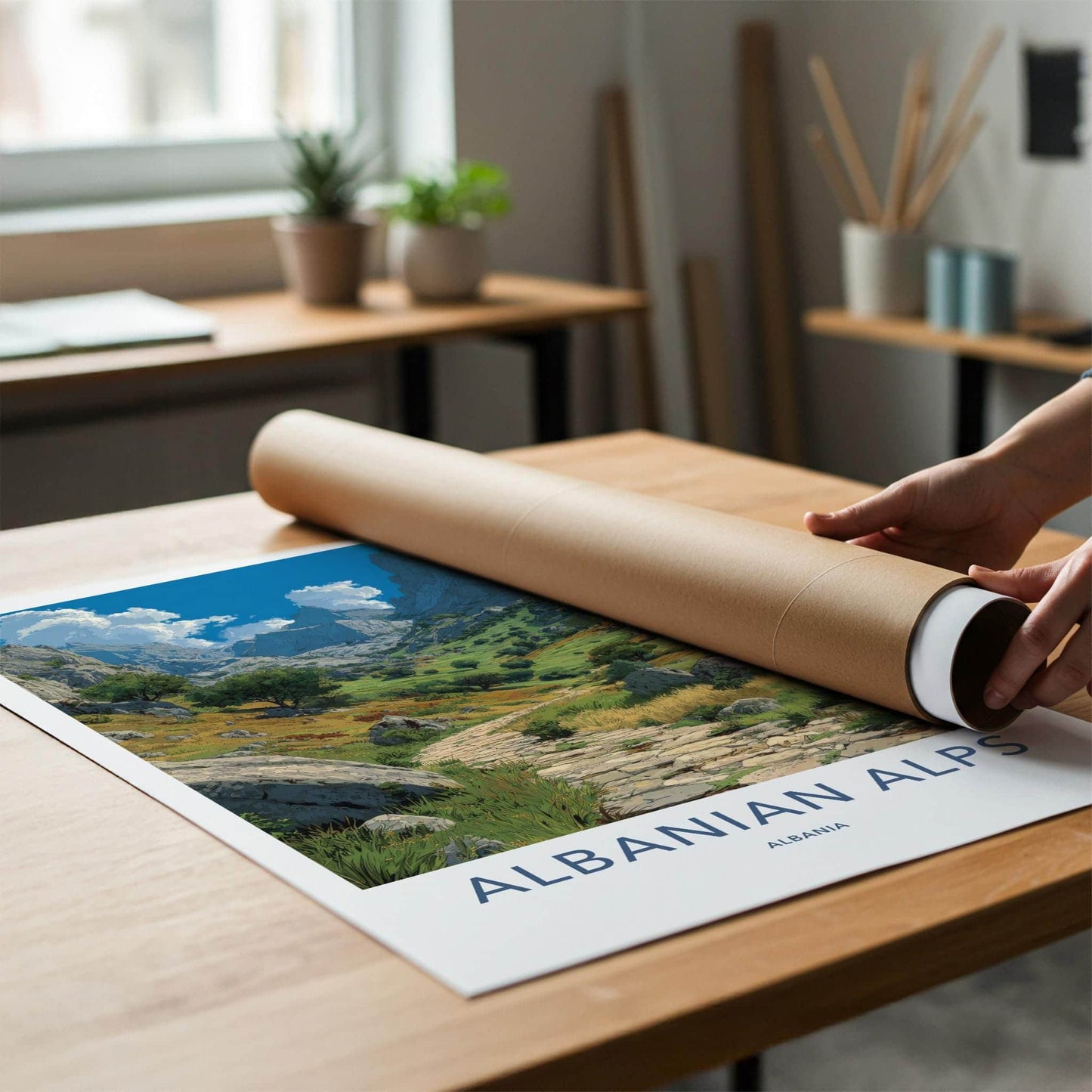 Albanian Alps Poster - Albania Travel Art - Winding valley path Wall Decor