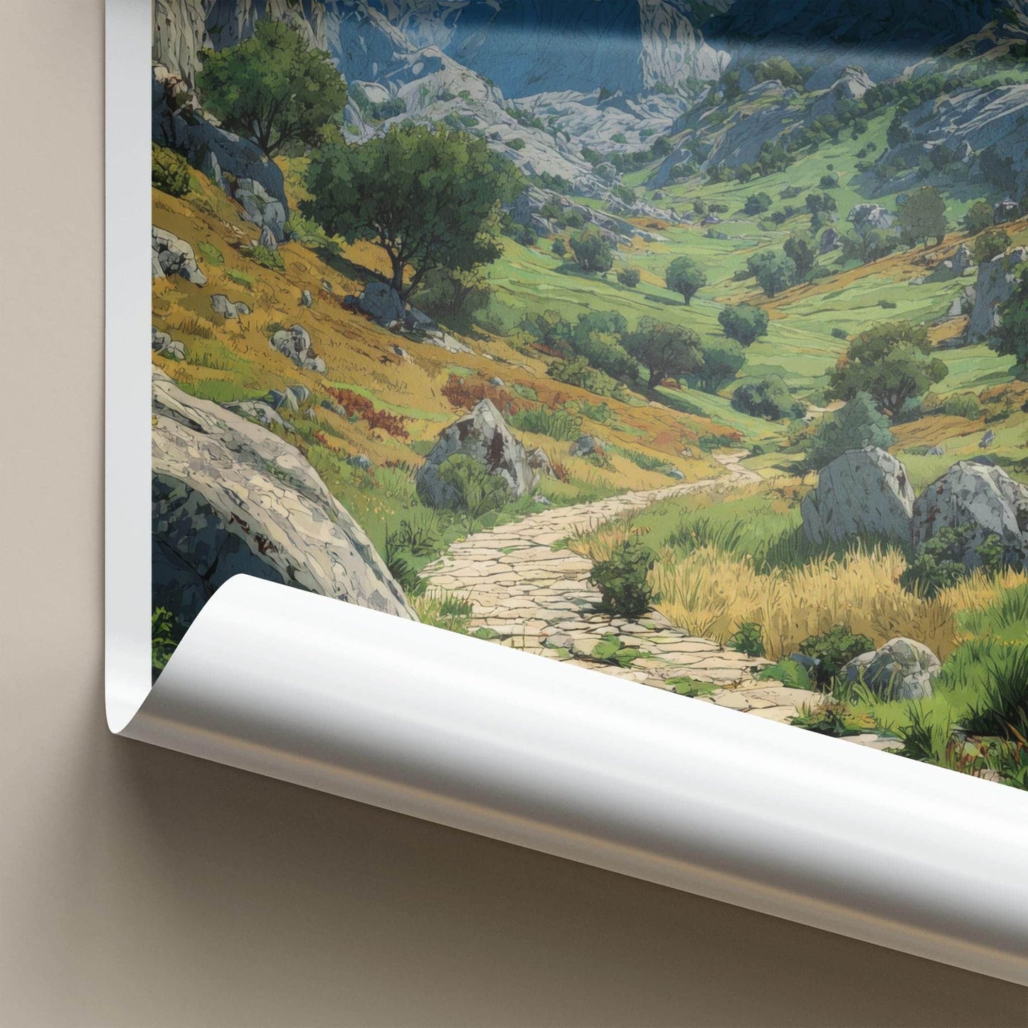 Albanian Alps Poster - Albania Travel Art - Winding valley path Wall Decor