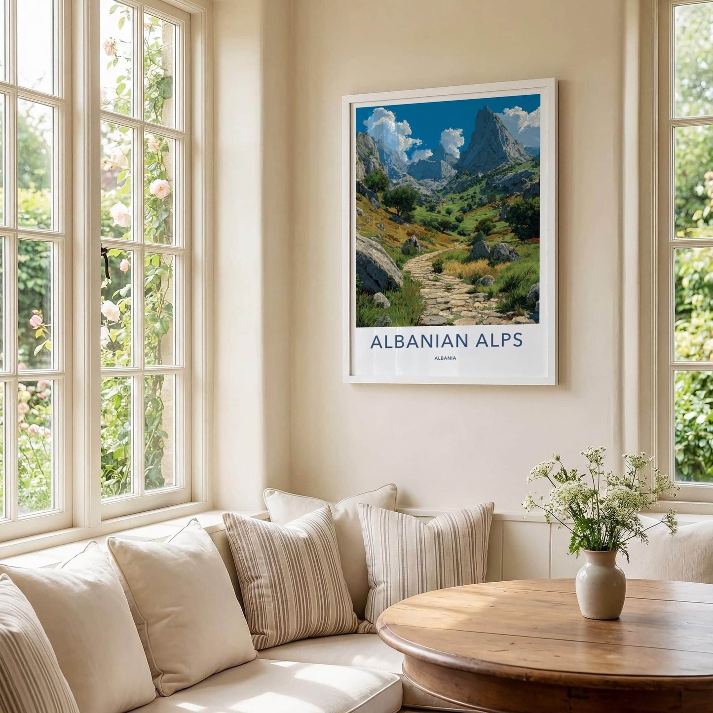 Albanian Alps Poster - Albania Travel Art - Winding valley path Wall Decor