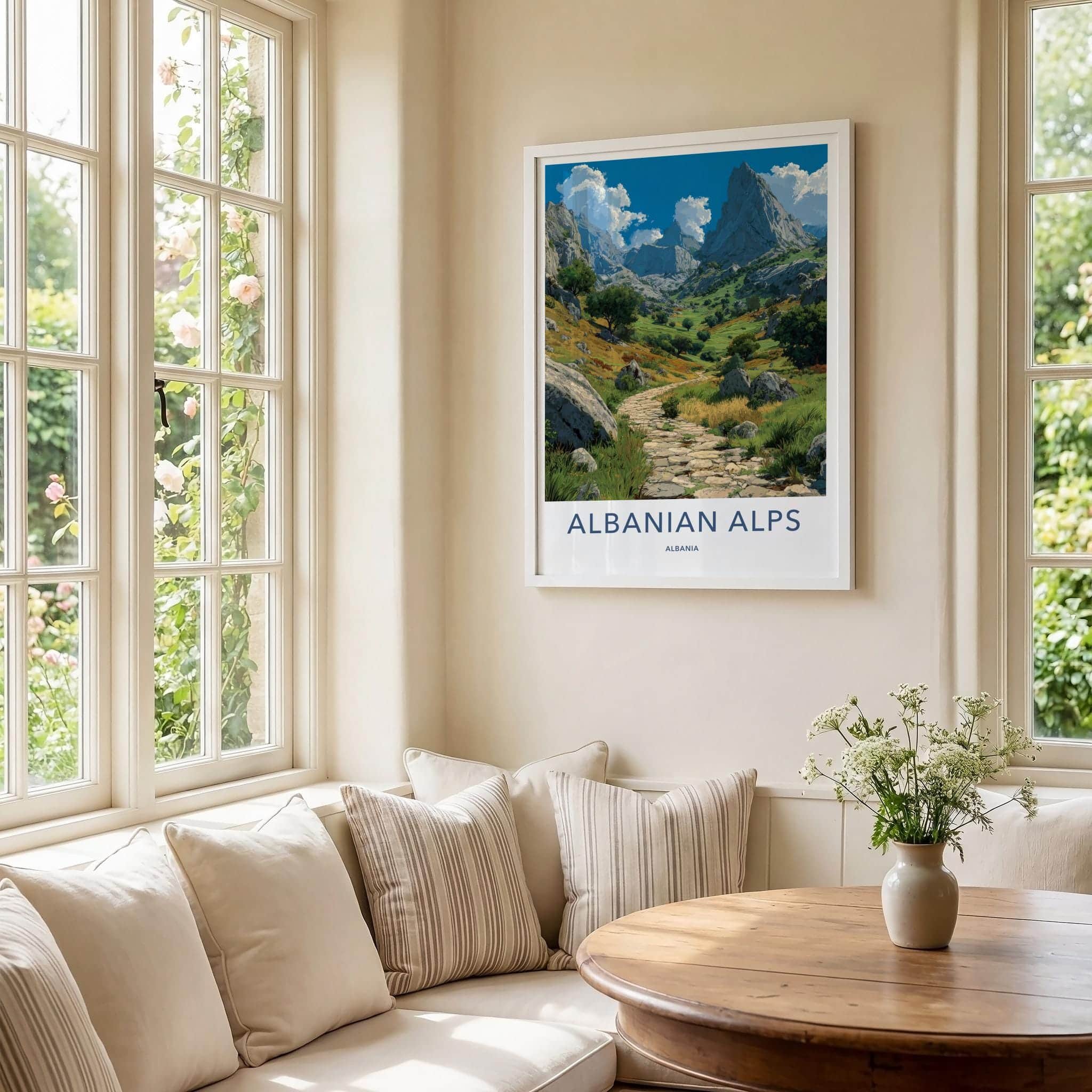 Albanian Alps Poster - Albania Travel Art - Winding valley path Wall Decor