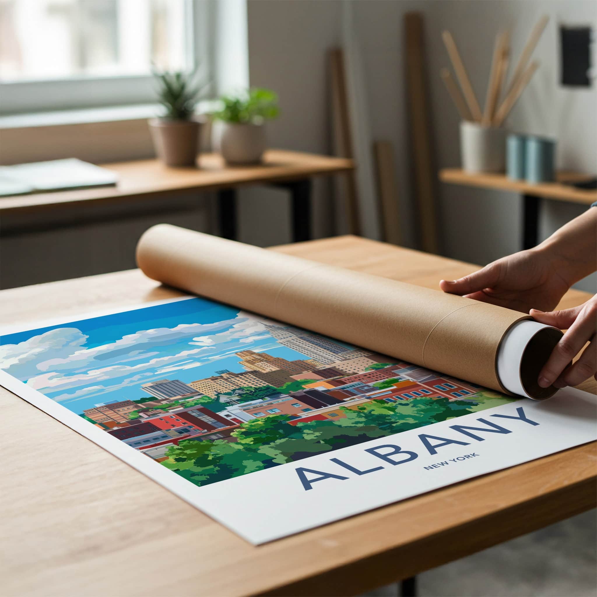 Albany Poster - New York Art Print - Cityscape Tall Buildings Gift
