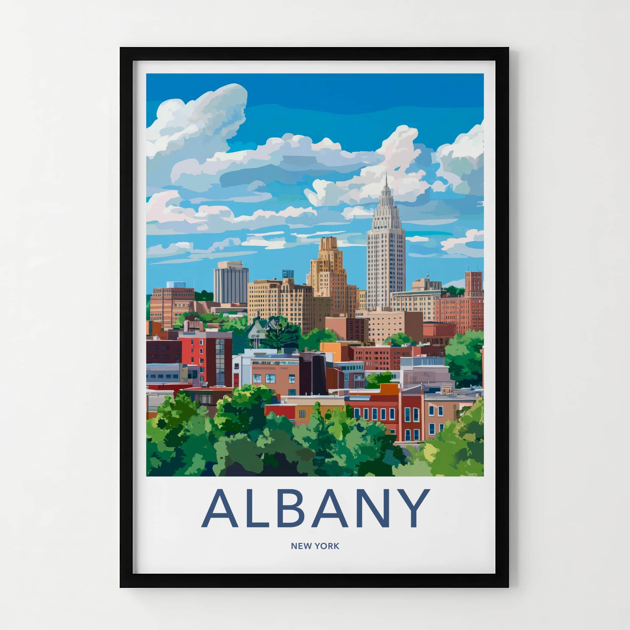 Albany Poster - New York Art Print - Cityscape Tall Buildings Gift