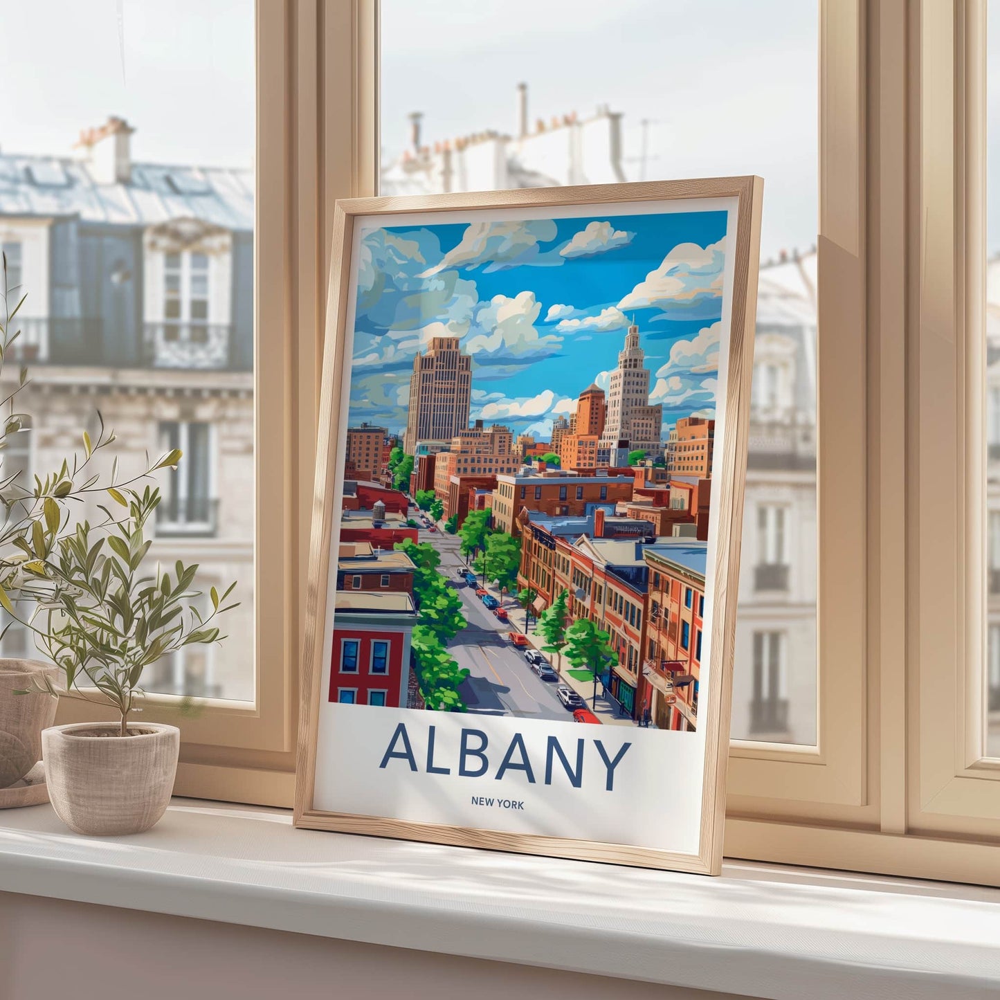 Albany Poster - New York Travel Art - City Skyline View Home Decor