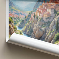 Albarracin Poster - Spain Travel Art - Cliffside River Town Home Decor