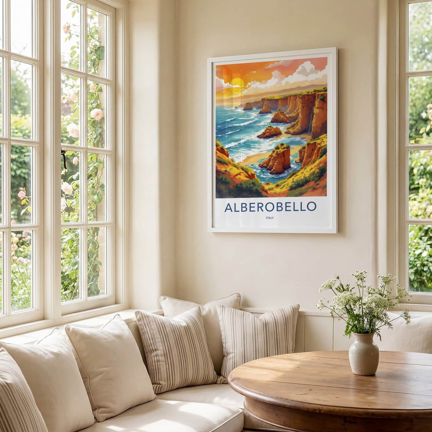 Alberobello Poster - Italy Travel Art - Ocean Cliff View Home Decor