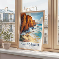 Alberobello Poster - Italy Travel Art - Ocean Waves Cliffs Wall Decor