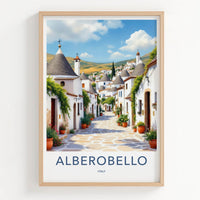 Alberobello Poster - Italy Travel Art - Potted Plant Street Home Decor