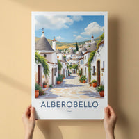 Alberobello Poster - Italy Travel Art - Potted Plant Street Home Decor