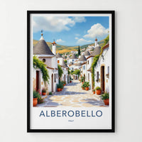 Alberobello Poster - Italy Travel Art - Potted Plant Street Home Decor