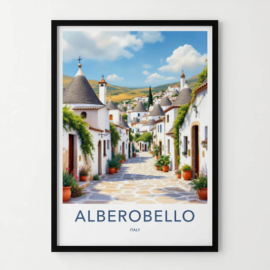 Alberobello Poster - Italy Travel Art - Potted Plant Street Home Decor