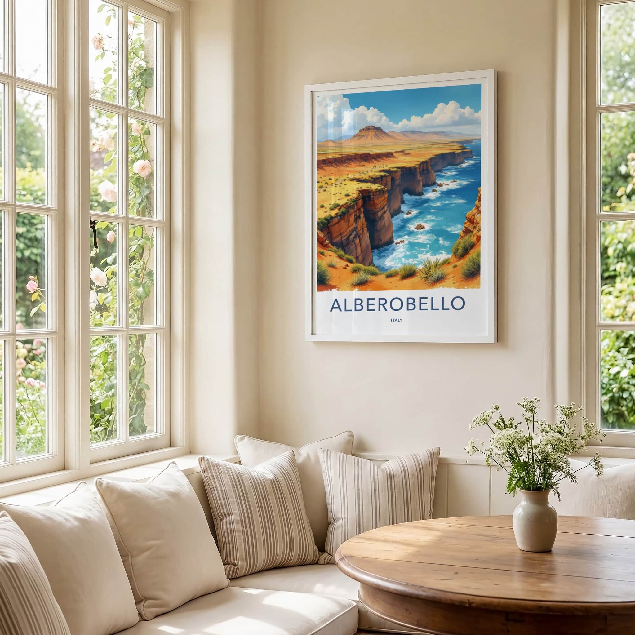 Alberobello Poster - Italy Travel Art - Rugged Ocean Cliffs Wall Decor